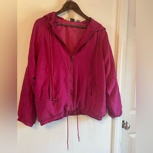 Vintage -Women's Pink Hooded Silk track Jacket